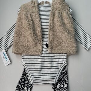 Carter's Beige and Black Kids Vest Set 18m